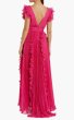 画像2: Mac Duggal マックドゥガル　Pleated Ruffle Cap Sleeve Flowy A Line Gown フューシャ (2)