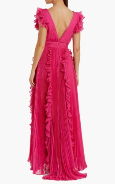 画像2: Mac Duggal マックドゥガル　Pleated Ruffle Cap Sleeve Flowy A Line Gown フューシャ (2)