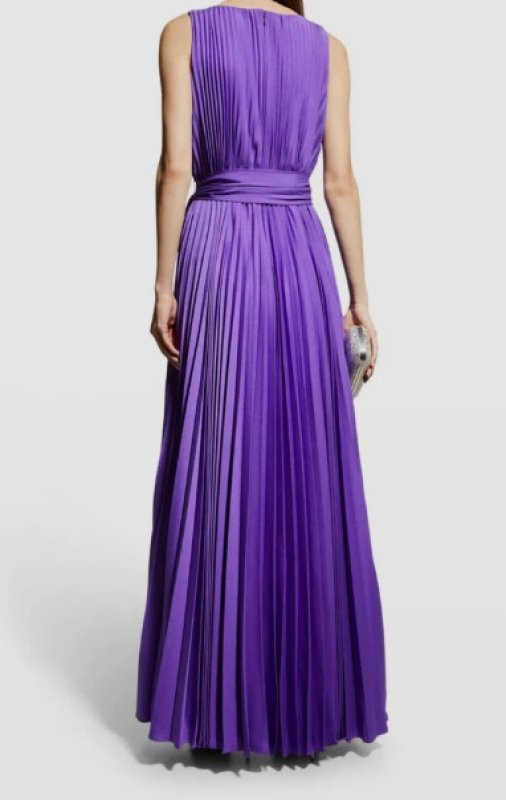 画像2: セール！Badgley Mischka  Sleeveless Pleated Gown   パープル系 (2)