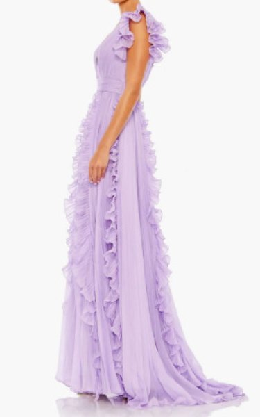 画像3: Mac Duggal マックドゥガル　Pleated Ruffle Cap Sleeve Flowy A Line Gown ライラック   (3)