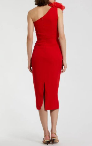 画像2: セール！Mac Duggal マックドゥガル　Crepe One Shoulder Midi Dress レッド (2)