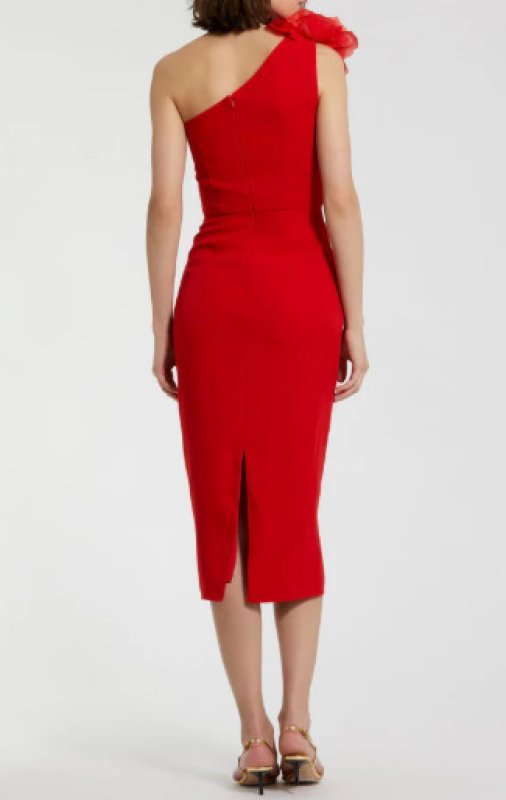 画像2: セール！Mac Duggal マックドゥガル　Crepe One Shoulder Midi Dress レッド (2)