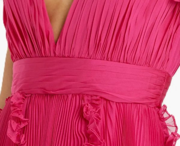 画像3: Mac Duggal マックドゥガル　Pleated Ruffle Cap Sleeve Flowy A Line Gown フューシャ (3)