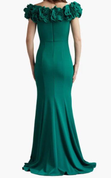 画像2: Tadashi Shoji タダシショージ   Avenne Rosette-Embellished Gown グリーン  13725 (2)