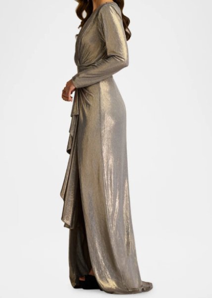 画像3: Tadashi Shoji タダシショージ  　Pomona Metallic Waterfall Flounce Gown  08101 (3)