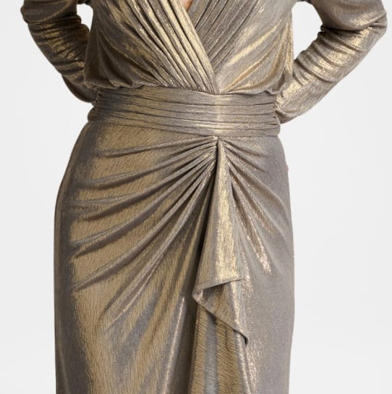 画像4: Tadashi Shoji タダシショージ  　Pomona Metallic Waterfall Flounce Gown  08101 (4)