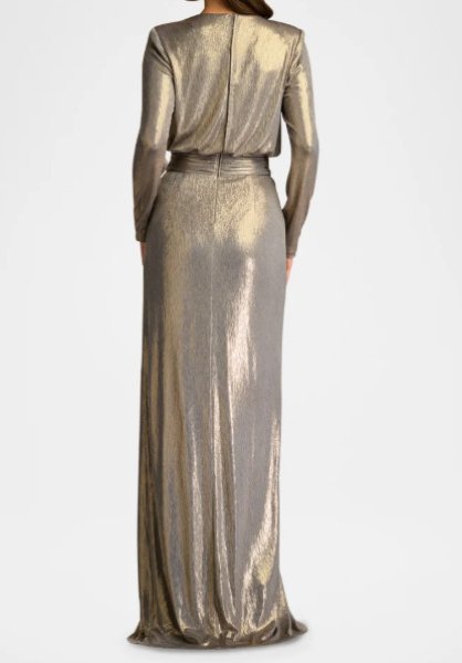 画像2: Tadashi Shoji タダシショージ  　Pomona Metallic Waterfall Flounce Gown  08101 (2)