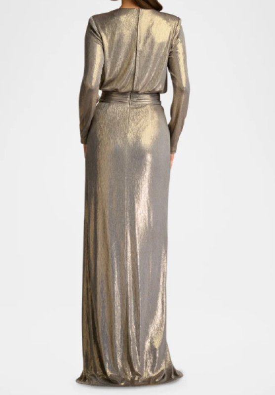 画像2: Tadashi Shoji タダシショージ  　Pomona Metallic Waterfall Flounce Gown  08101 (2)