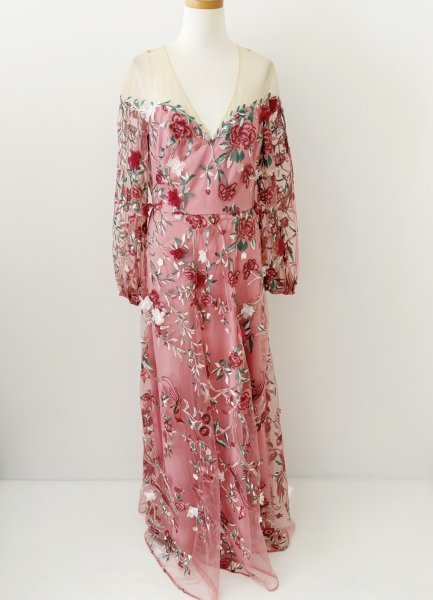 画像6: 1点のみ即発!Marchesa Notte マルケッサノッテ 花柄刺繍チュールロングドレス  05044 (6)