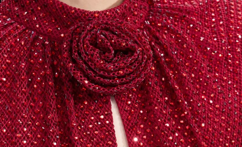 画像3: Self Portrait　セルフポートレート   Red Rhinestone Fishnet Midi Dress (3)