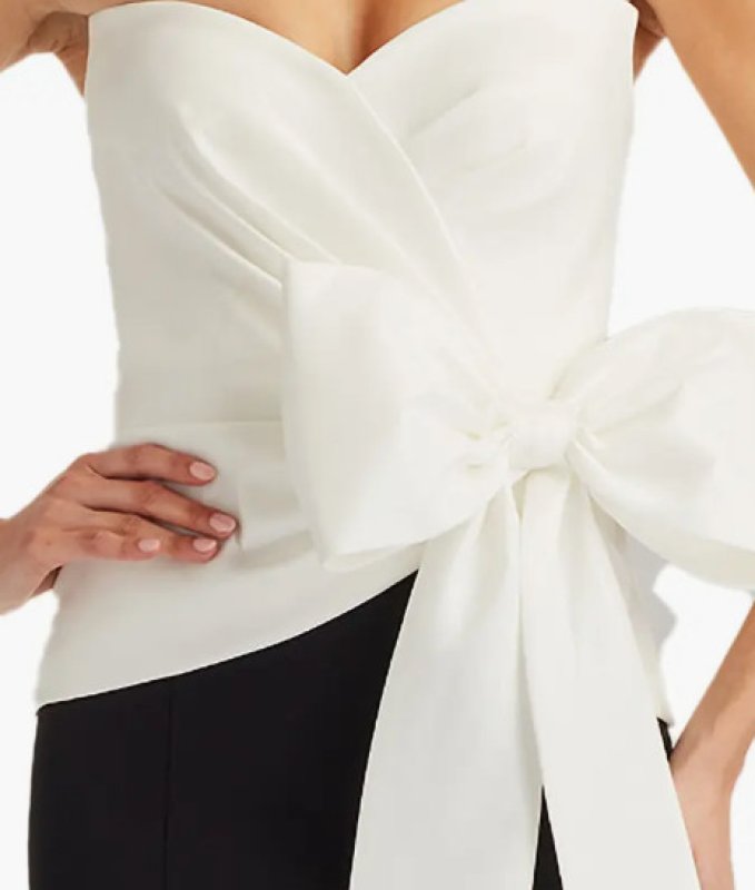 画像4: Tadashi Shoji  タダシショージ   Kinah Oversized Bow Gown　ブラック、アイボリー   (4)