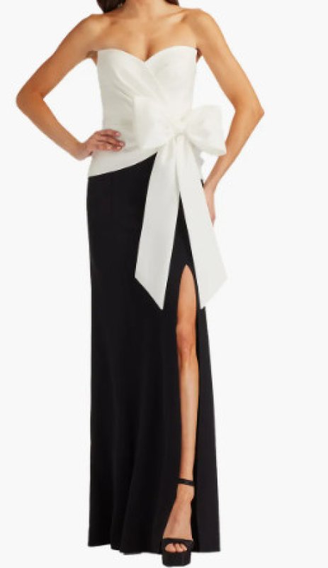 画像1: Tadashi Shoji  タダシショージ   Kinah Oversized Bow Gown　ブラック、アイボリー   (1)