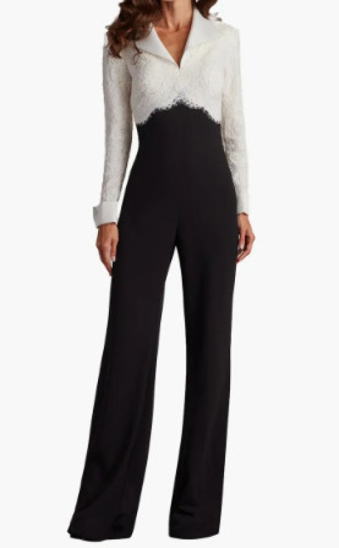 画像1: Tadashi Shoji タダシショージ  Deacon　ジャンプスーツ　ブラック、ホワイト  08062 (1)