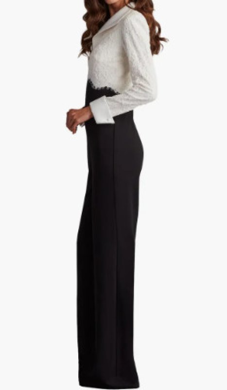 画像2: Tadashi Shoji タダシショージ  Deacon　ジャンプスーツ　ブラック、ホワイト  08062 (2)