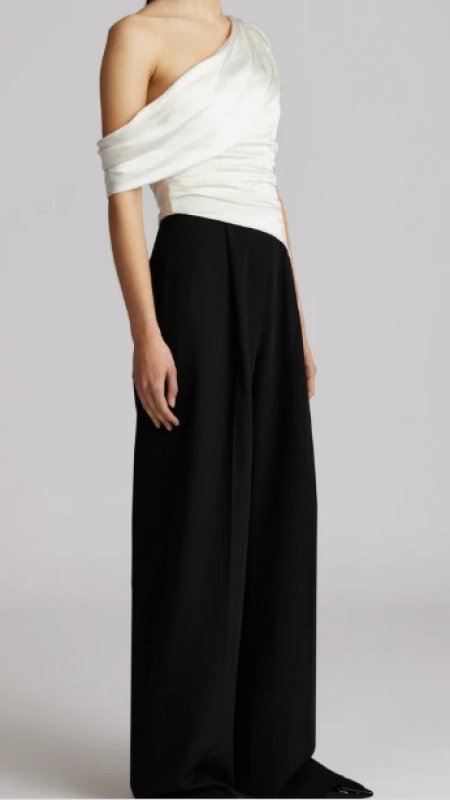 画像2: セール！ZAC POSEN  ワンショルダードレープジャンプスーツ  08063 (2)