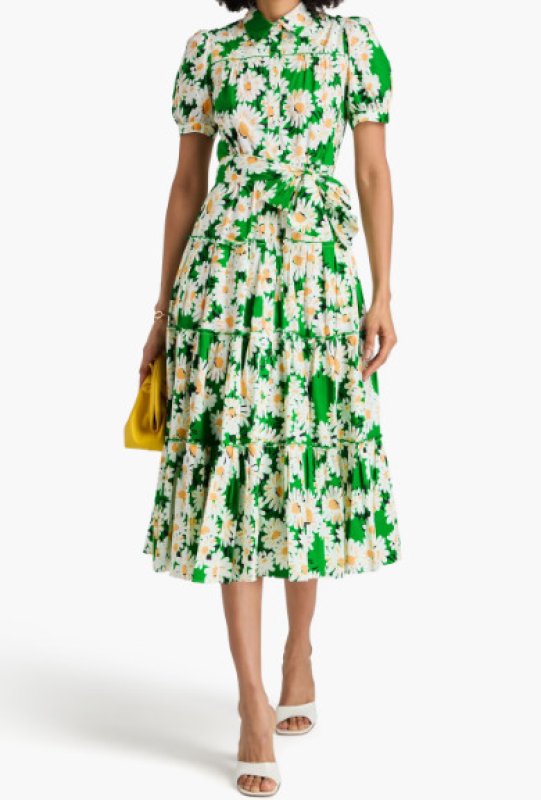 画像1: Diane von Furstenberg 　ダイアンフォンファステンバーグ　queena dress グリーン系 (1)