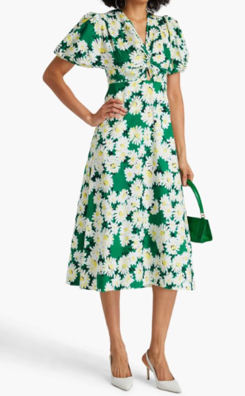 画像1: セール！Diane von Furstenberg 　ダイアンフォンファステンバーグ　Majorie 花柄ドレス　グリーン系 (1)