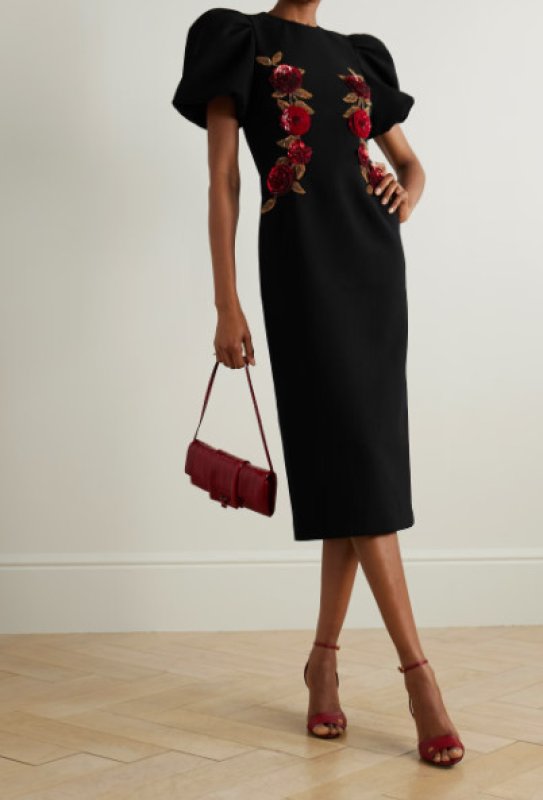 画像1: Rebecca Vallance レベッカヴァランス  Rosette embellished midi dress (1)