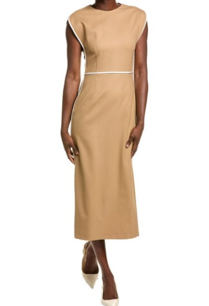 画像1: 限定セール！BOSS Hugo Boss   Detira Wool Blend Sheath Dress　 キャメル系 (1)