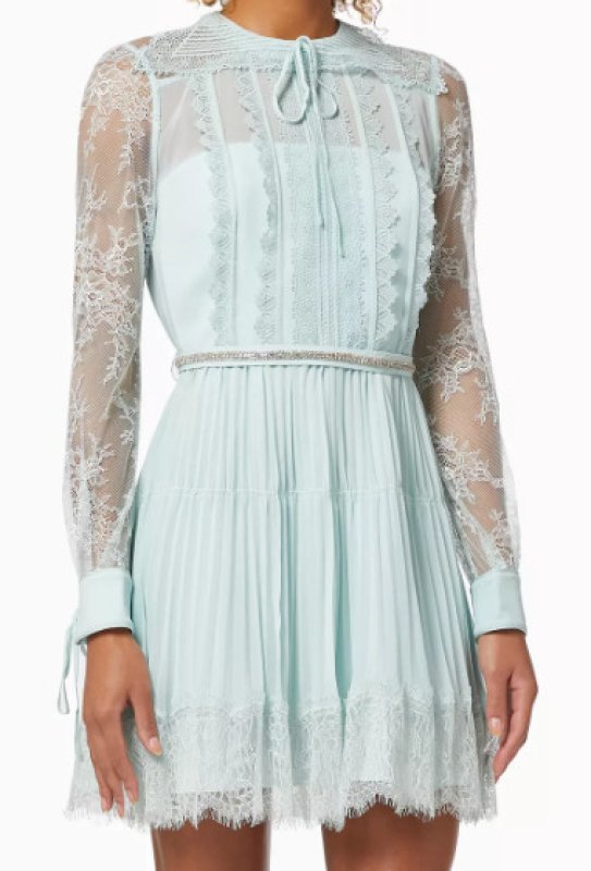 画像1: 【訳アリ特価品】Self Portrait　セルフポートレート　Lace Trim Mini Dress  (1)