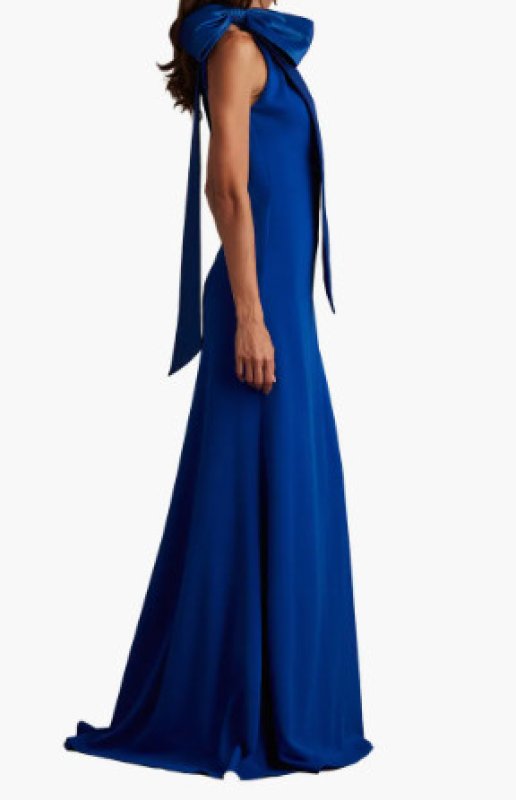 画像3: Tadashi Shoji  タダシショージ   　SIMS SHOULDER BOW HALTER GOWN　ブルー  01113 (3)