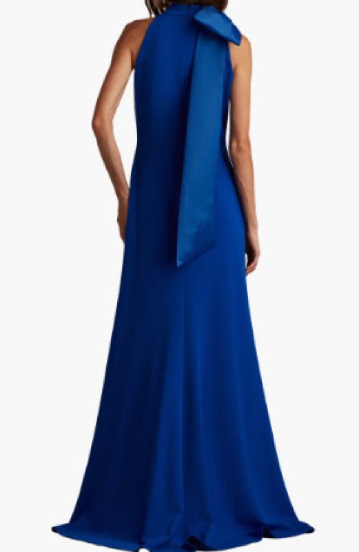画像2: Tadashi Shoji  タダシショージ   　SIMS SHOULDER BOW HALTER GOWN　ブルー  01113 (2)