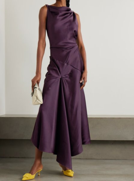 画像1: セール！【矢田亜希子さん着用】VICTORIA BECKHAM  ヴィクトリアベッカム  ドレープサテンドレス (1)