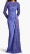 画像1:  Tadashi Shoji  タダシショージ　 Sagamore Ribbon Flower Embellished Gown パープル系 (1)