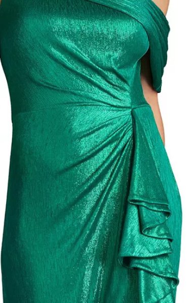 画像3: Tadashi Shoji タダシショージ Boise Metallic Waterfall Flounce Gown グリーン (3)
