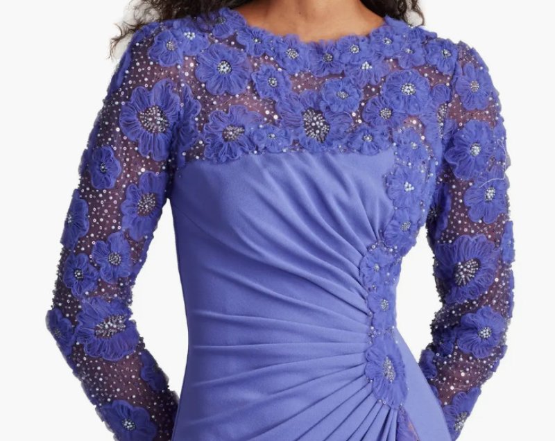 画像4:  Tadashi Shoji  タダシショージ　 Sagamore Ribbon Flower Embellished Gown パープル系  13776 (4)