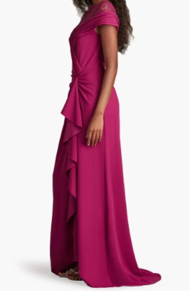 画像3:  Tadashi Shoji  タダシショージ  Yura Waterfall Flounce Gown パープル系  13777 (3)