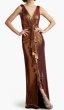画像1: セール！【ドラマ使用】Tadashi Shoji タダシショージ  Vox Metallic Waterfall Drape Gown ブラウン系 (1)
