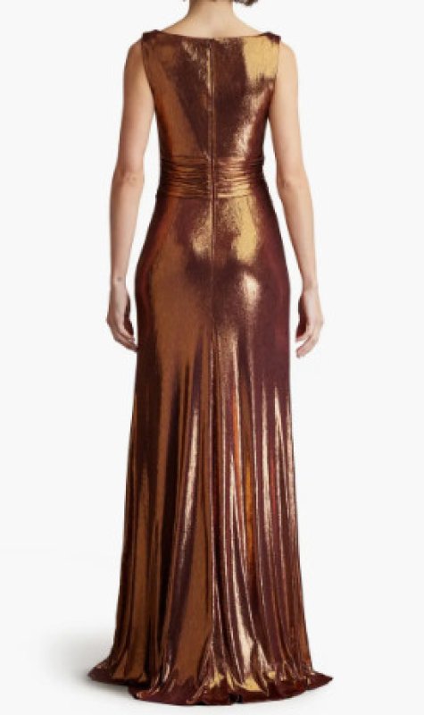 画像2: セール！【ドラマ使用】Tadashi Shoji タダシショージ  Vox Metallic Waterfall Drape Gown ブラウン系  08242 (2)