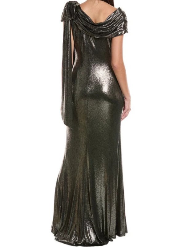 画像2: セール！【ドラマ使用】Tadashi Shoji タダシショージ  Metal­lic One-Shoul­der Liq­uid Jer­sey Gown   (2)