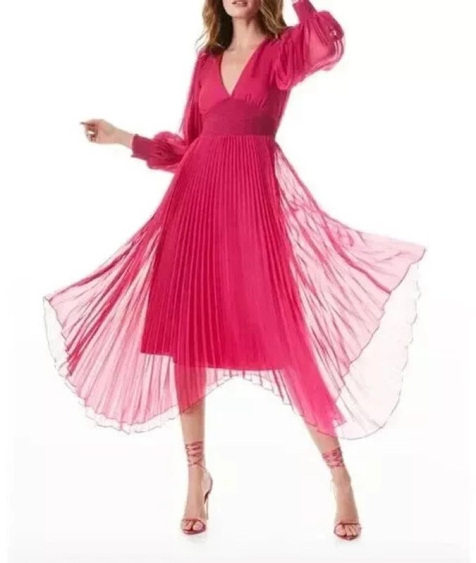 画像3: Alice + Olivia アリスアンドオリビア　 Sion Sunburst Pleated Dress ピンク系  08181 (3)