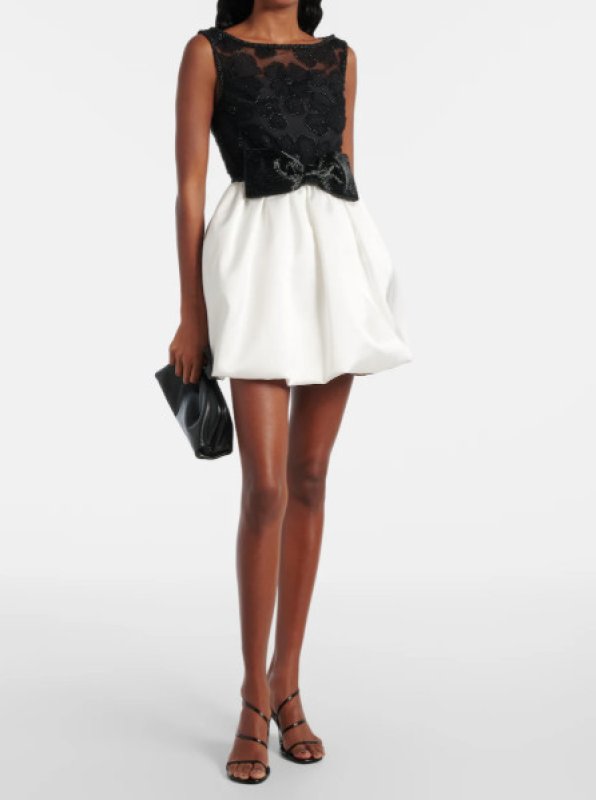 画像1: セール！【BLACKPINK ジス着用】 Self Portrait セルフポートレート  Black And White Tulle Mini Dress (1)