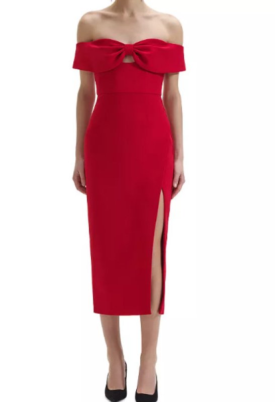 画像1: セール！【ケリークラークソン愛用】 Self Portrait セルフポートレート　 Bow-detail crepe midi dress (1)