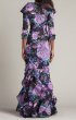 画像3: Tadashi Shoji タダシショージ  Blythe Floral Portrait Collar Gown  ブラック、パープル系 (3)