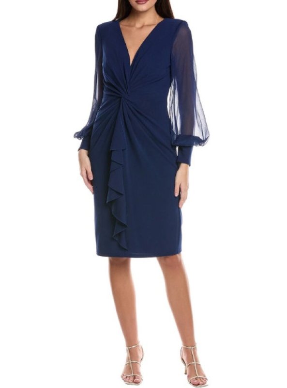 画像1: セール！Tadashi Shoji タダシショージ  Tyra Twist-Drape Dress　ネイビー (1)