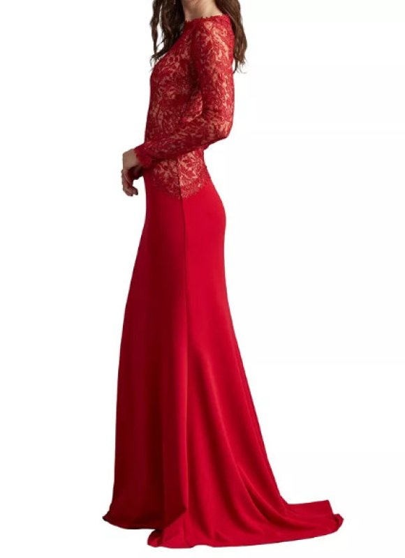 画像3: Tadashi Shoji  タダシショージ   Sorrell Embroidered Crepe Gown  レッド  13801 (3)