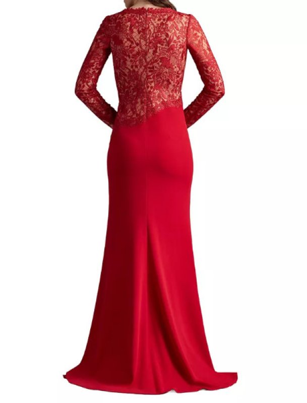 画像2: Tadashi Shoji  タダシショージ   Sorrell Embroidered Crepe Gown  レッド  13801 (2)