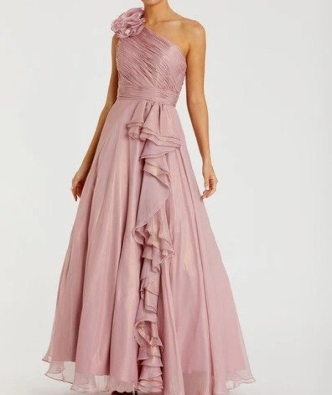 画像1: Mac Duggal マックドゥガル　One-Shoulder Rosette Iridescent Ballgown (1)
