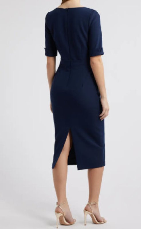 画像2: Black Halo ブラックヘイロー　Kerry Midi Sheath Dress　ネイビー系 (2)