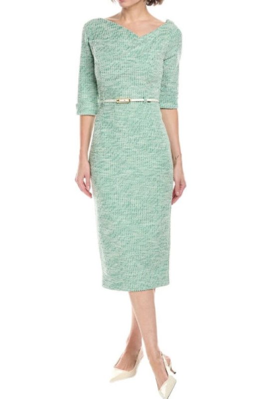 画像1: セール！Black Halo ７分袖 Jackie O Metallic Dress  グリーン系 (1)