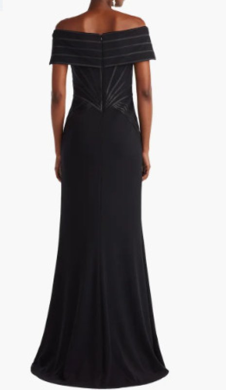 画像3:  Tadashi Shoji  タダシショージ　Meridian Sundial Off-Shoulder Gown　ブラック  13819 (3)