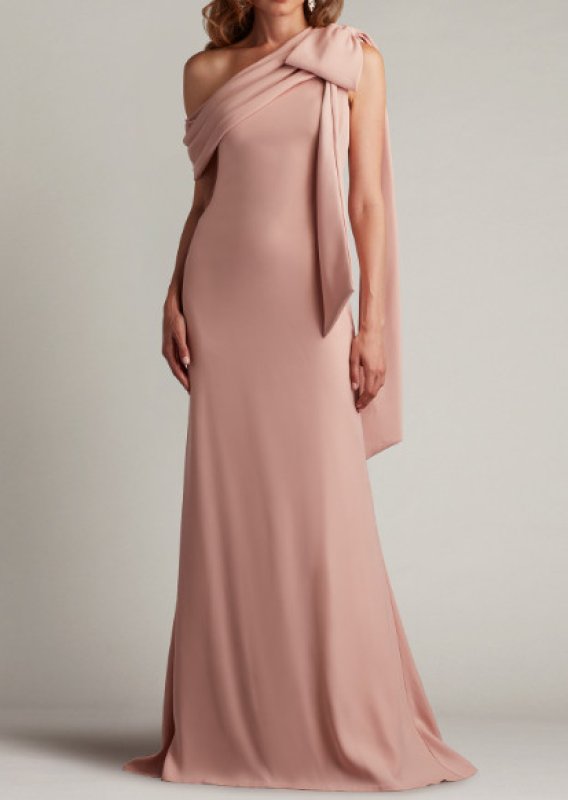 画像1: Tadashi Shoji タダシショージ   cassia ワンショルダー Gown  ペールピンク系 (1)