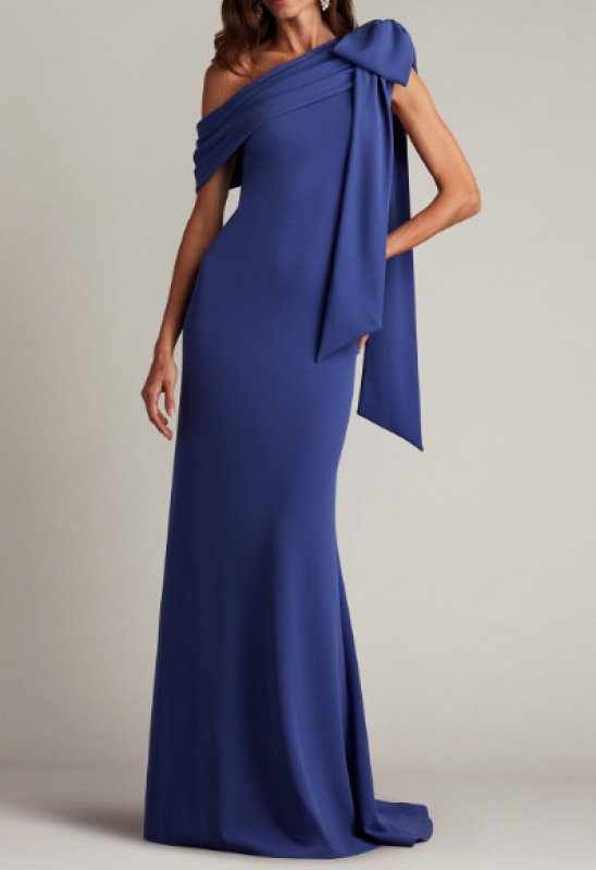 画像1: Tadashi Shoji タダシショージ   cassia ワンショルダー Gown  violet ブルー系  20802 (1)