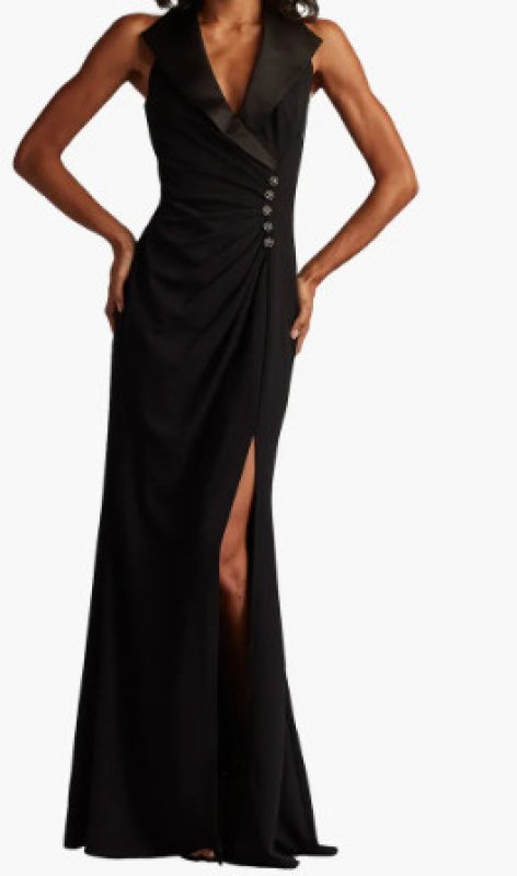 画像1: Tadashi Shoji  タダシショージ   　Neshia Halter Lapel Gown　ブラック  (1)