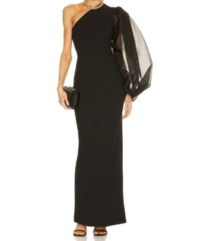 画像1: 【山下美月さん着用】Solace London ソレイスロンドン  Hudson ワンショルダードレス  13822 (1)