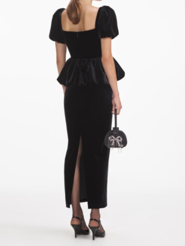 画像2: Self Portrait　セルフポートレート  Peplum velvet midi dress (2)